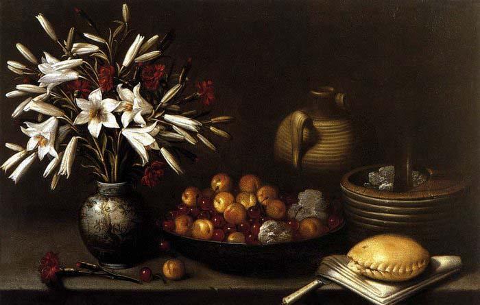 Francisco Barrera Still-Life with Flowers and Fruit oil painting image